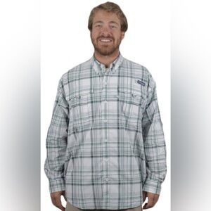Columbia PFG Flannel Shirt Mens  Gray Plaid Bonehead Button Down Fishing Sz S